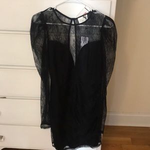 Black lace long sleeve bodycon dress
